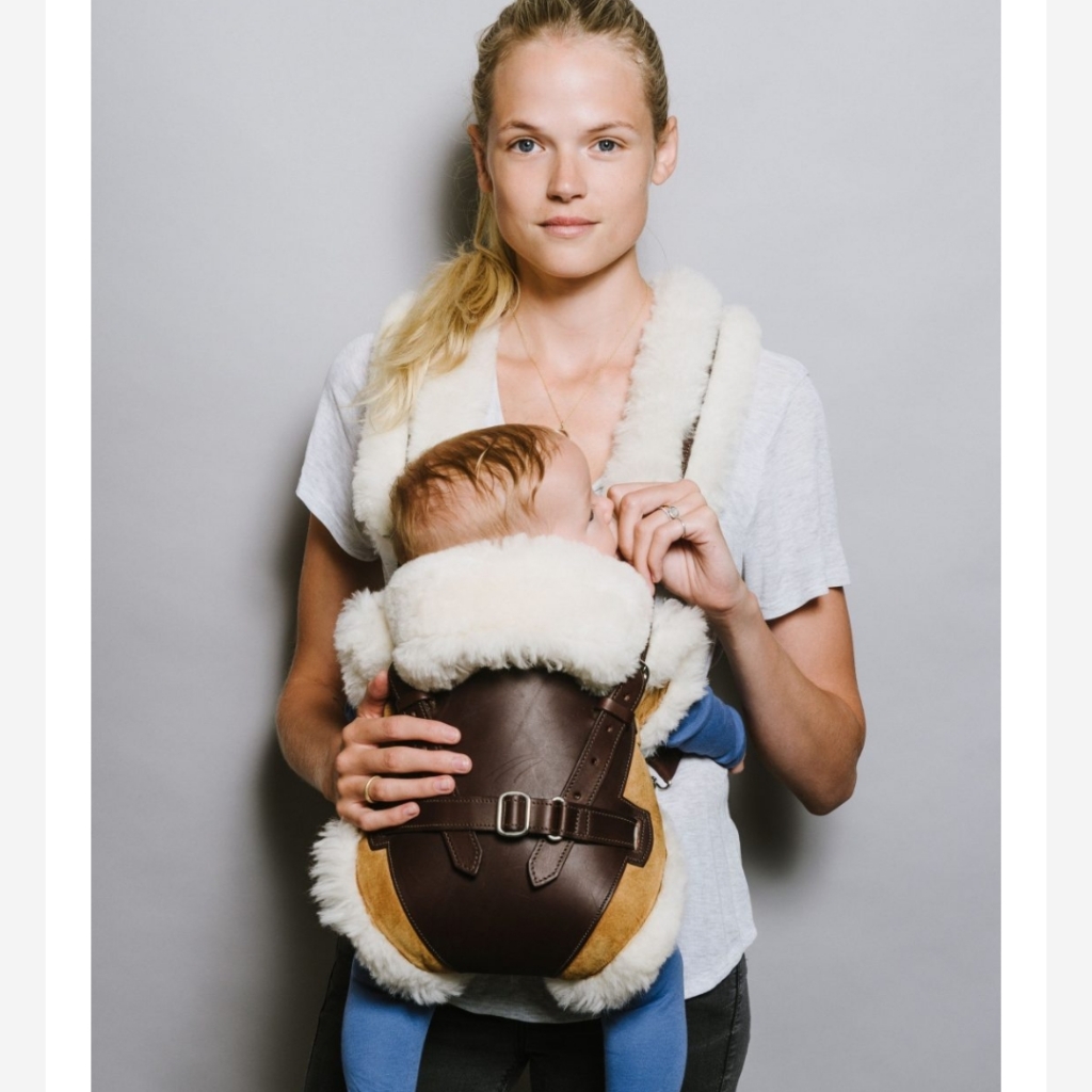 Bill Amberg Studio "Papoose" Leather Sheepskin Sherpa New